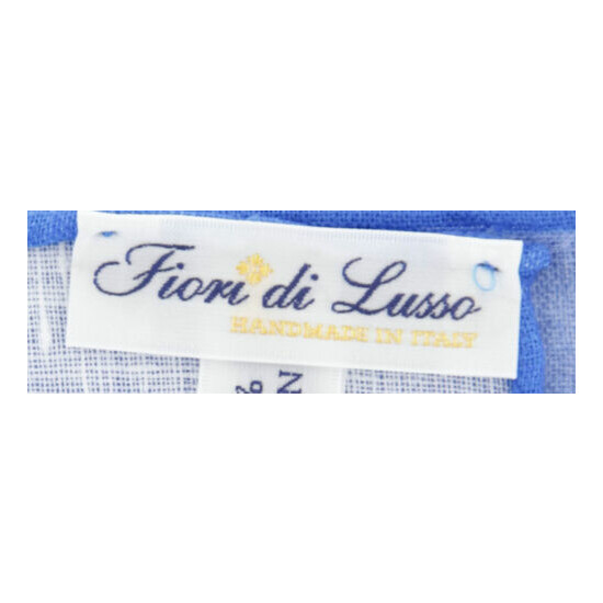 $100 Fiori Di Lusso Blue Solid Linen Pocket Square - x - (805) image {4}