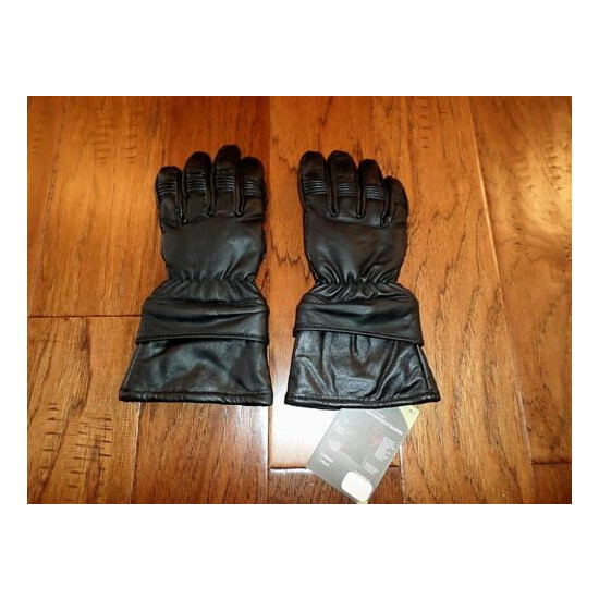 NEW LEATHER MOTORCYCLE GLOVES FLEECE LINED X LONG WITH ZIP AWAY GAUNTLET XXL  image {4}