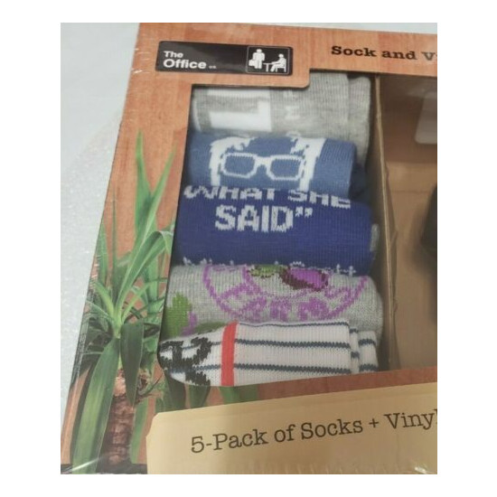 The Office 5 Pack Crew Socks Bundle Gift Pack w/ Dwight Shrute Vinyl Figure New image {2}