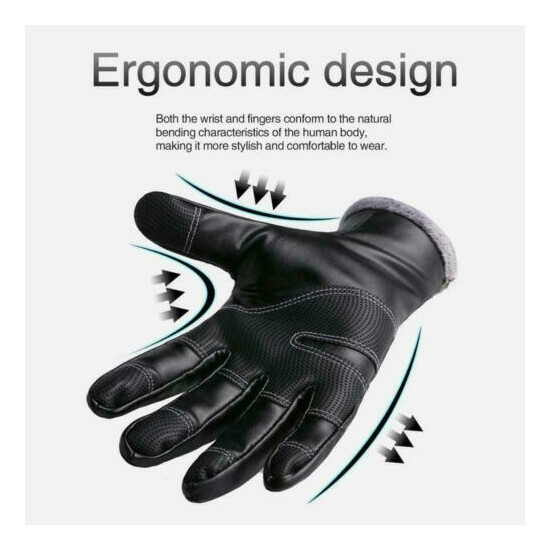 Winter Gloves Men Women Leather Windproof Waterproof Touch Screen Warm Gloves image {5}