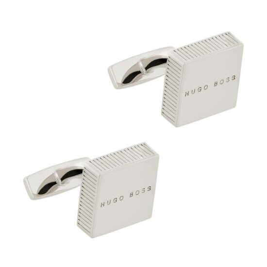hugo boss edward cuff links Square Logo silver With Gift Box  image {1}