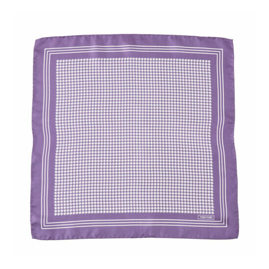 New $180 TOM FORD Lavender Houndstooth Check Print Silk Pocket Square Thumb {2}