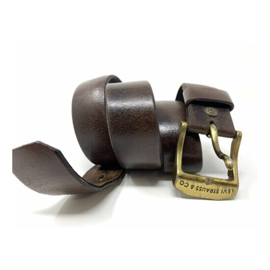 Levi's Mens Distressed Dark Brown Italian Leather Belt SZ 36 image {1}