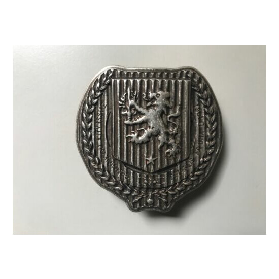 Rare,solid,Heraldic,Lion,Coat of Arms,Shield belt buckle.Old silver plaiting . image {1}