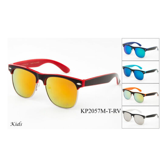 Classic Sunglasses Kids Colorful Two Tone Mirror Lens Toddler High Quality UV400 image {1}