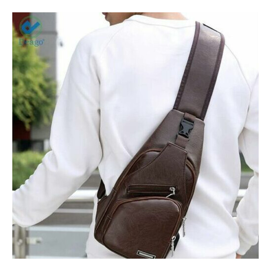 Deago Leather Sling Bag for Men & Women - Chest Shoulder Bag  image {3}