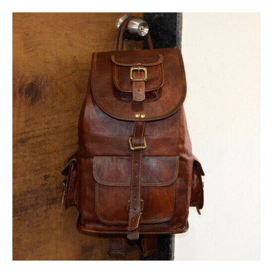 Backpack Genuine Leather Laptop Bag Vintage Men Satchel Rucksack Messenger New image {4}