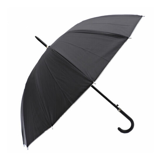 Rain Sun UV Protection Umbrella 42" Canopy Windproof Black w Sliver  image {2}