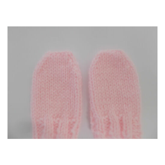 Hand Knitted Baby Mittens 0-3 Months Light Pink image {4}