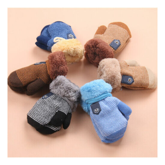 Winter Warm Cute Knit Mittens Thicken Gloves for Toddler Infant Baby Girls Boys image {1}