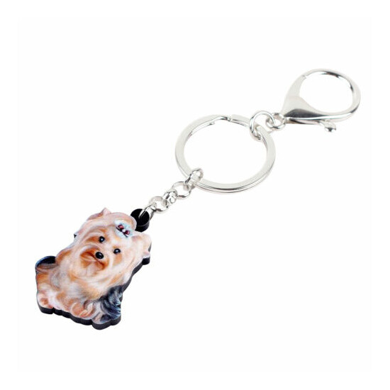 Acrylic Cute Yorkshire Terrier Dog Keychains Car Purse Key Ring Pets Charms Gift image {3}