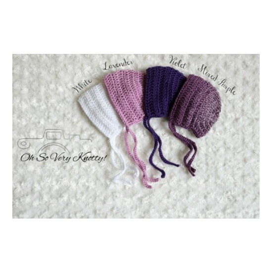 Handmade Crochet Newborn Baby Toddler Bonnet Photo Prop Silky Soft Acrylic Yarns image {4}
