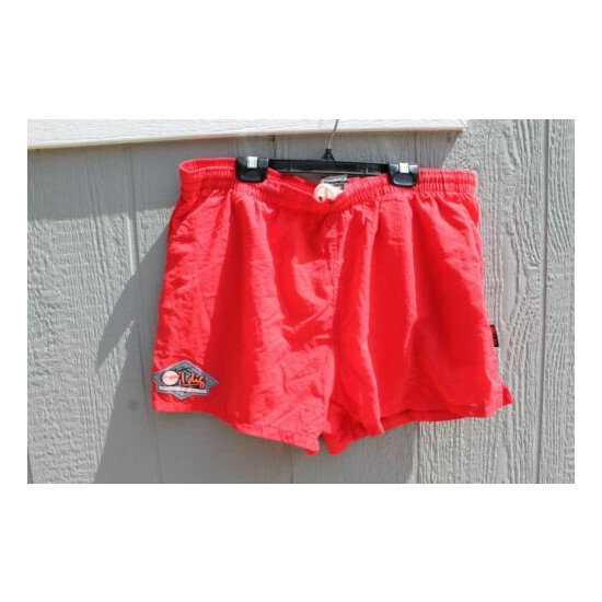 I DIG Red Black OG 80's Beach Volleyball Nylon Swim Surf Trunks Shorts - Large image {3}