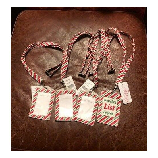 NWT ICING 4 RED GREEN AND WHITE CHRISTMAS ID HOLDERS “NAUGHTY LIST LEGEND” image {1}