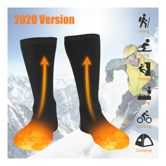 Rechargeable Heated Socks 4000mAh Battery Electric Socks Winter Foot Warmers USA image {3}