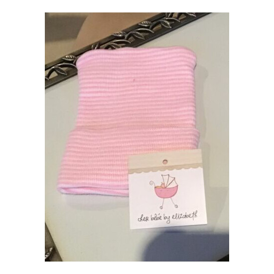 Pink bow jeweled hospital hat, shower gift, newborn, handmade image {8}