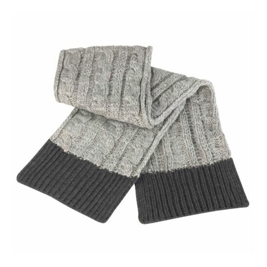 Chunky Knit Hat and Scarf Set Warm Soft Winter Grey Charcoal Mens Womens Ladies image {5}
