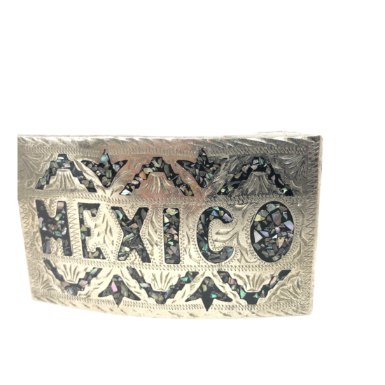 VTG Mexico Iridescent Letters Belt Buckle Western Vaquero Cowboy Southwest image {3}