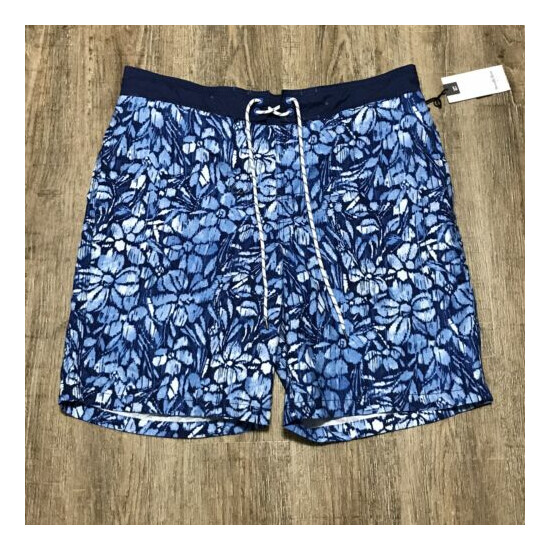 Goodfellow Sz L NWT Board Shorts Swimsuit ~ Blue ~ UPF 50+ ~ Stretchy Waist image {1}