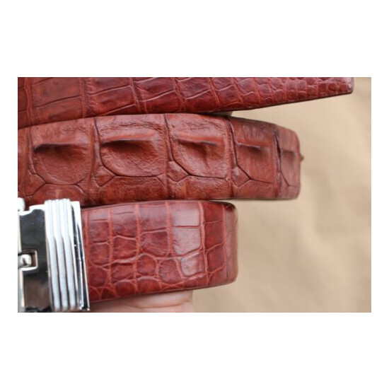 Luxury Red Brown Genuine Alligator Crocodile Belt Skin Leather Men's - W 1.5'' image {3}
