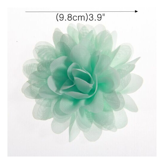 120PCS 3.9" 9.8CM Big Chiffon Flowers For Girls Headbands Fabric Puff Flower image {3}