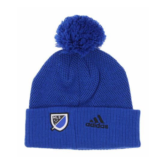 Outerstuff MLS Youth San Jose Earthquakes Cuffed Knit with Pom, Blue image {2}