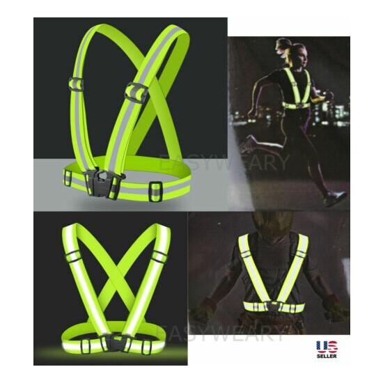 High Visibility Suspenders Reflective Harness Belt Strap Traffic Running Safety image {1}