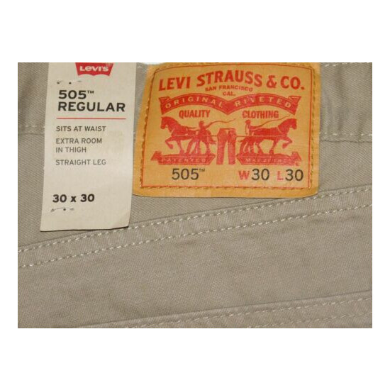 LEVIS 505 Regular Fit Jeans Straight Leg Extra Room In Thigh Timberwolf Khaki image {4}