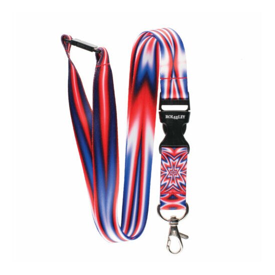 Multicolour BLUE/RED/WHITE Lanyard Neck Strap With Card/Badge Holder or Key Ring image {1}
