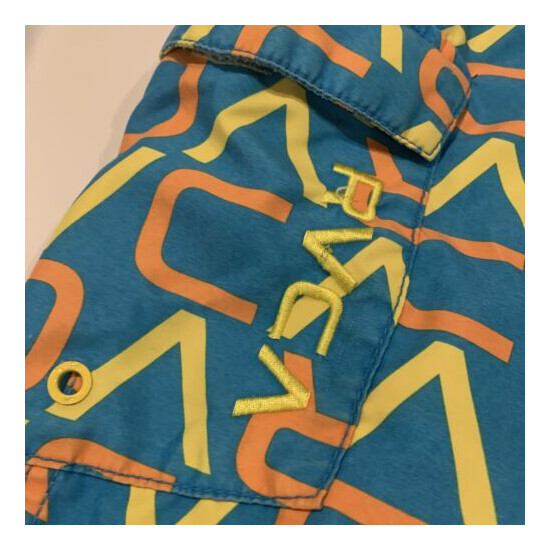 RVCA Board Surf Shorts Men's 31 Blue Yellow Orange All Over Graphic Print image {2}