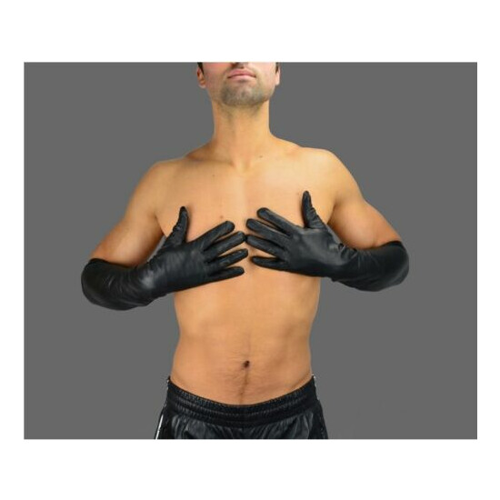 Aw-105 Men Long Gloves, Fine Quality Aniline Leather, Real Leather Gloves image {3}