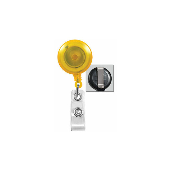 100 Translucent Yellow Badge Reels W/ Strap 2120-3609-Q100 image {1}