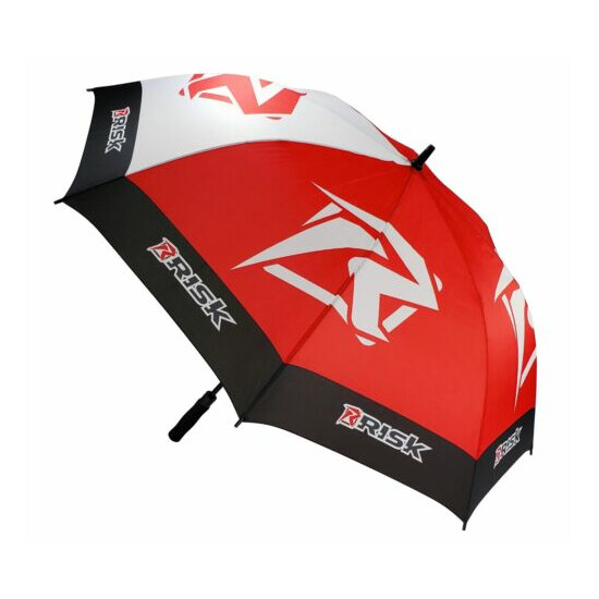 RISK Racing Factory Pit Umbrella Brolly Large 50" Motocross Black Red Golf sport image {1}