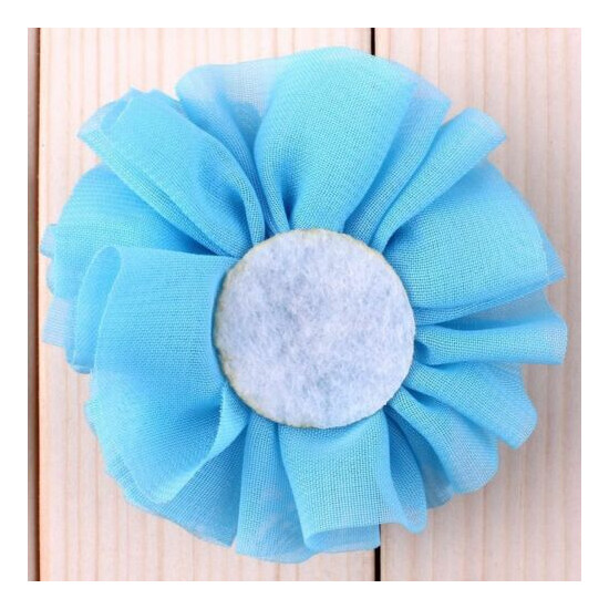 50pcs 6.5cm Ballerina Fabric Chiffon Flower With Pearl For Hair Accessories image {3}