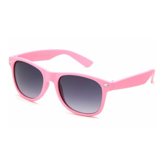 Kids's Sunglasses Horned Rim Solid Color Rubber Frames w/Temple Accents! image {3}