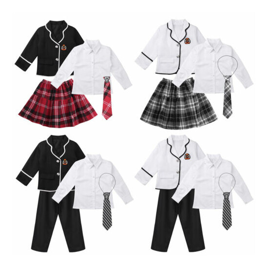Kids Boys/Girls Anime Costume School Uniform Suit Coat Shirt Tie Pants/Skirt Set image {2}