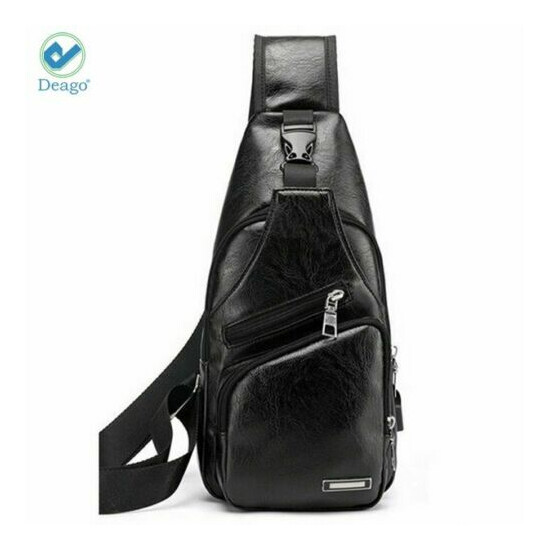 Deago Leather Sling Bag for Men & Women - Chest Shoulder Bag  image {2}