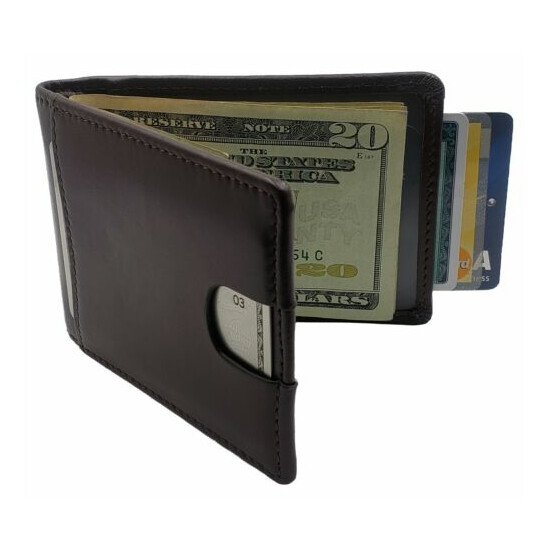 AG Wallets Mens Leather Bifold Wallet, RFID, Slim Design, Minimalist Money Clip  image {1}