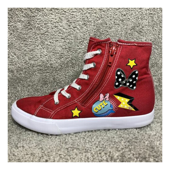 Disney Minnie Mouse Youth Red Lace Side Zipper High Top Sneaker Shoes Size 4 image {1}