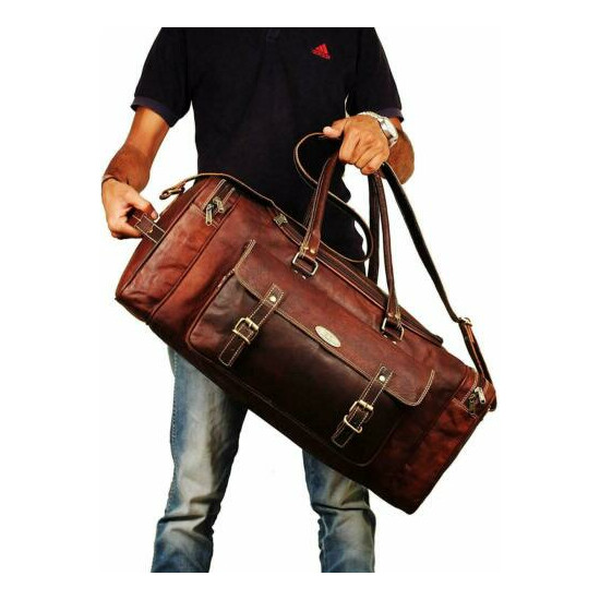 Vintage Leather Travel Luggage Duffel Gym Bag Overnight Weekender Crossbody Bag image {2}
