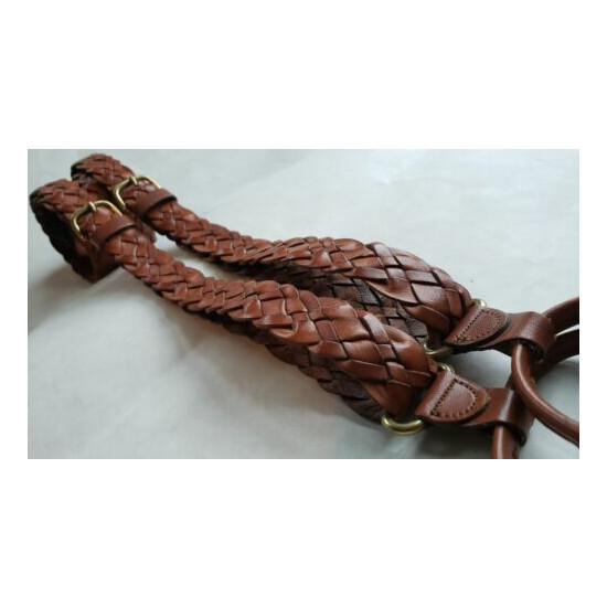 COACH Brown Braided Leather Braces - Rare Vintage 1990s image {1}
