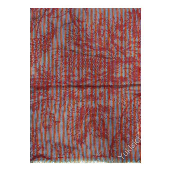Vivienne Westwood Japan Wool Scarf Pomegranates Stripes-Grey Blue & Red-76.8"L image {2}