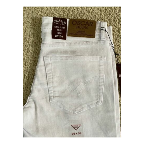 NWT Men's Oscar Jeans Solid White Denim Classic Stretch Skinny Jeans ALL SIZES image {2}