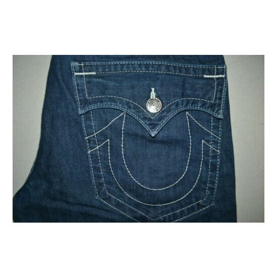 True Religion Men's Bootcut Pocket Flaps Dark Blue Denim Jeans Sz 33x33 image {2}