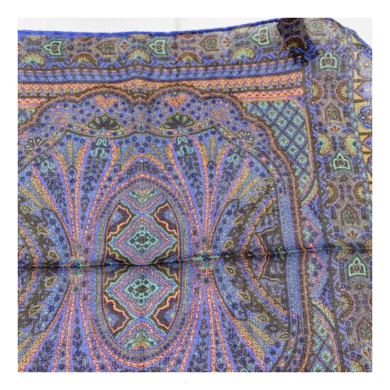 M Ferretti Purple Multicolor Paisley Wool Cashmere Pocket Square NWOT image {2}