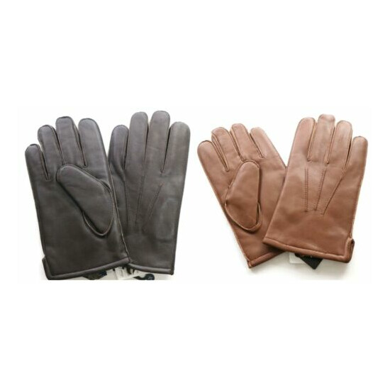 Brooks Brothers Men's Genuine Leather Thinsulate Lined Gloves Dark/Brown Tan NEW image {1}