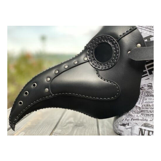 Plague Doctor Real Leather Mask - Halloween Party Mask - Plague Doctor Bird Mask image {1}