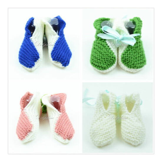 Wholesale Lots 4 boxes Crochet baby booties shoes New Baby girl / boy 3-6 Months image {1}