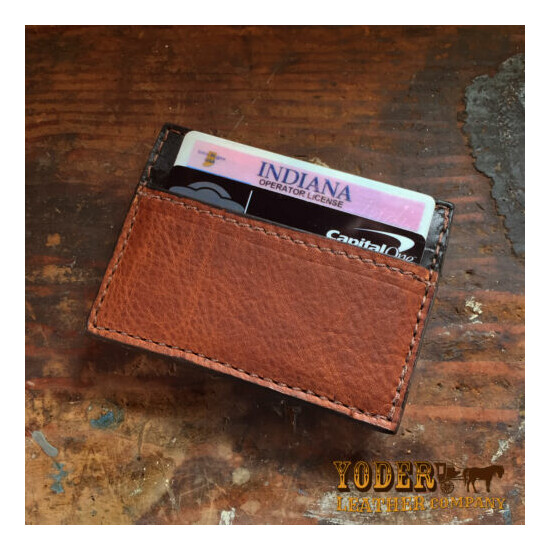 Amish Made Cash Money Clip Wallet in Black or Brown - Magnetic Money Clip image {3}