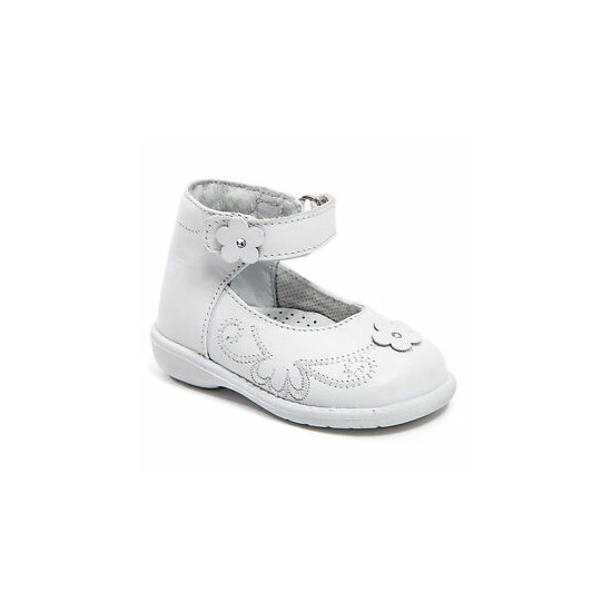 Baby Girl White Leather High Top shoes with Loop & Stitch Design: Size 3 to 8  image {1}
